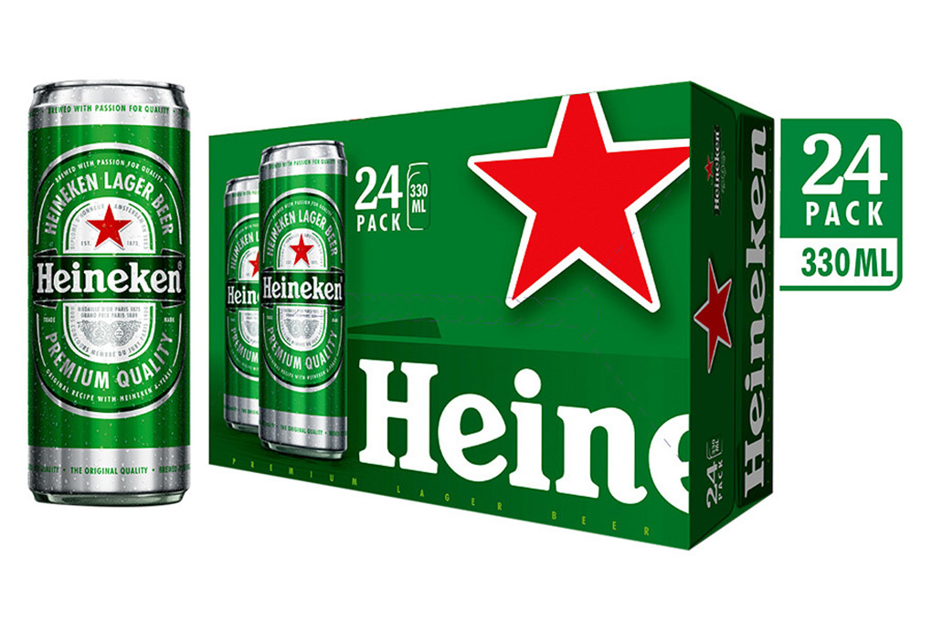 Bia Heineken xanh lon cao 330ml (thùng 24 lon)