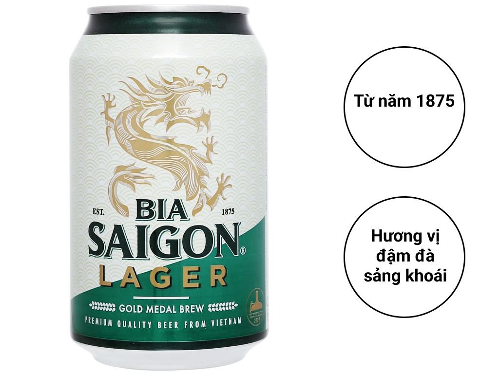 Bia Sài Gòn xanh Lager lon 330ml giá tốt tại Bách hoá XANH