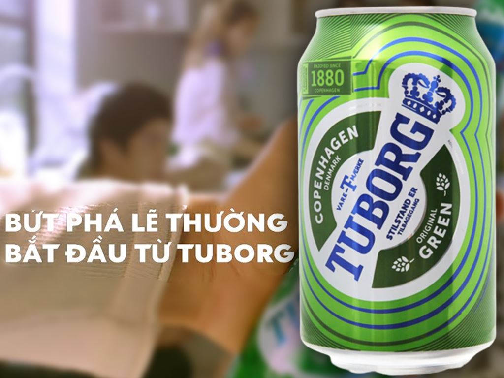 Bia Tuborg xanh lon thường 330ml giá tốt tại Bách hoá XANH