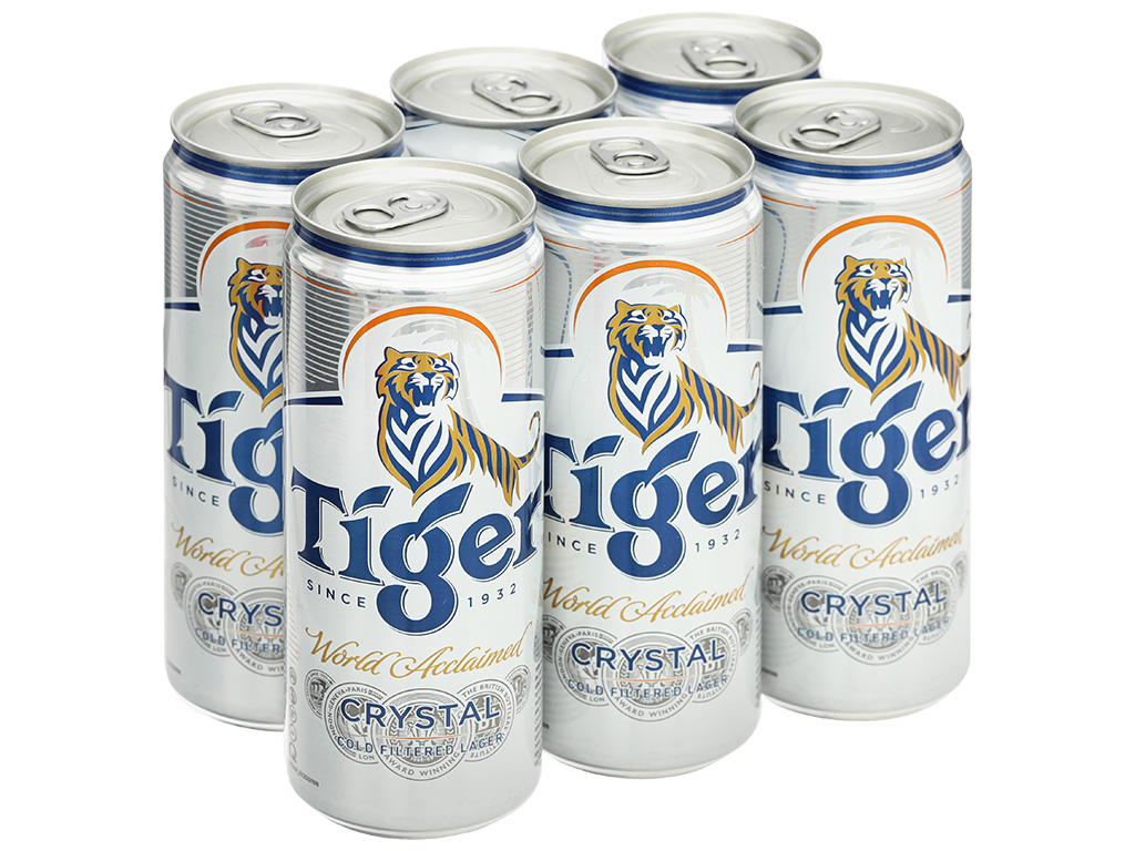 6 lon bia Tiger bạc Crystal 330ml giá tốt tại Bách hoá XANH