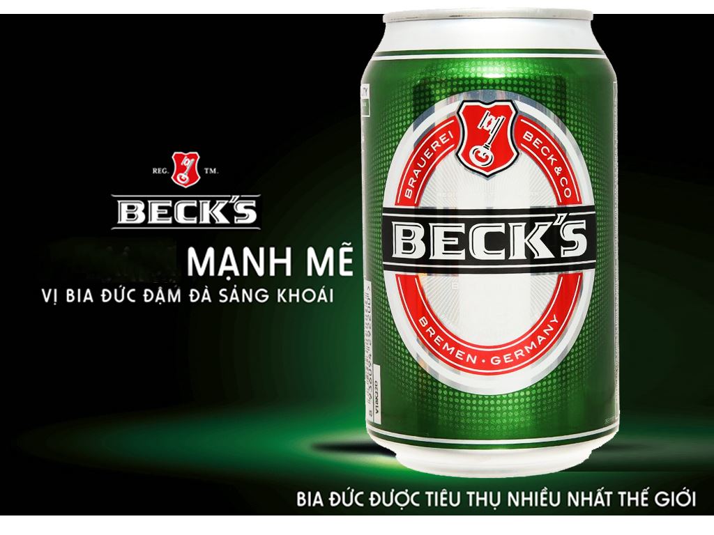 BIA BECK'S LON 330ML THIẾT KẾ XANH TRẮNG SANG TRỌNG NỔI BẬT HƯƠNG VỊ ĐỨC
