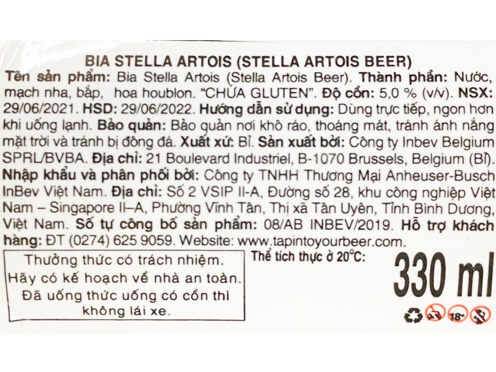 6 chai bia Stella Artois 330ml 5