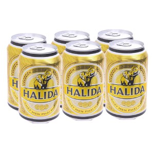 6 lon bia Halida 330ml