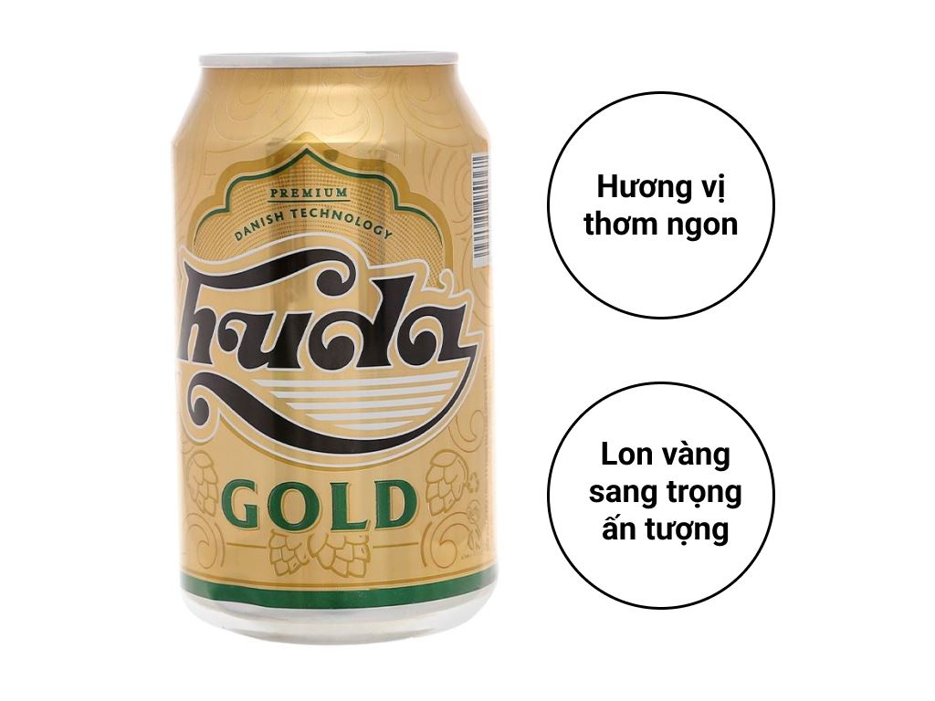 Bia Huda Gold lon 330ml 2