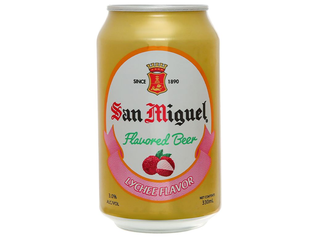 Thùng 24 lon bia trái cây San Miguel vị vải 330ml 3