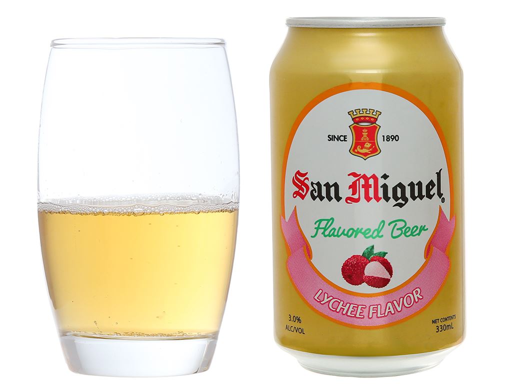 Thùng 24 lon bia trái cây San Miguel vị vải 330ml 7
