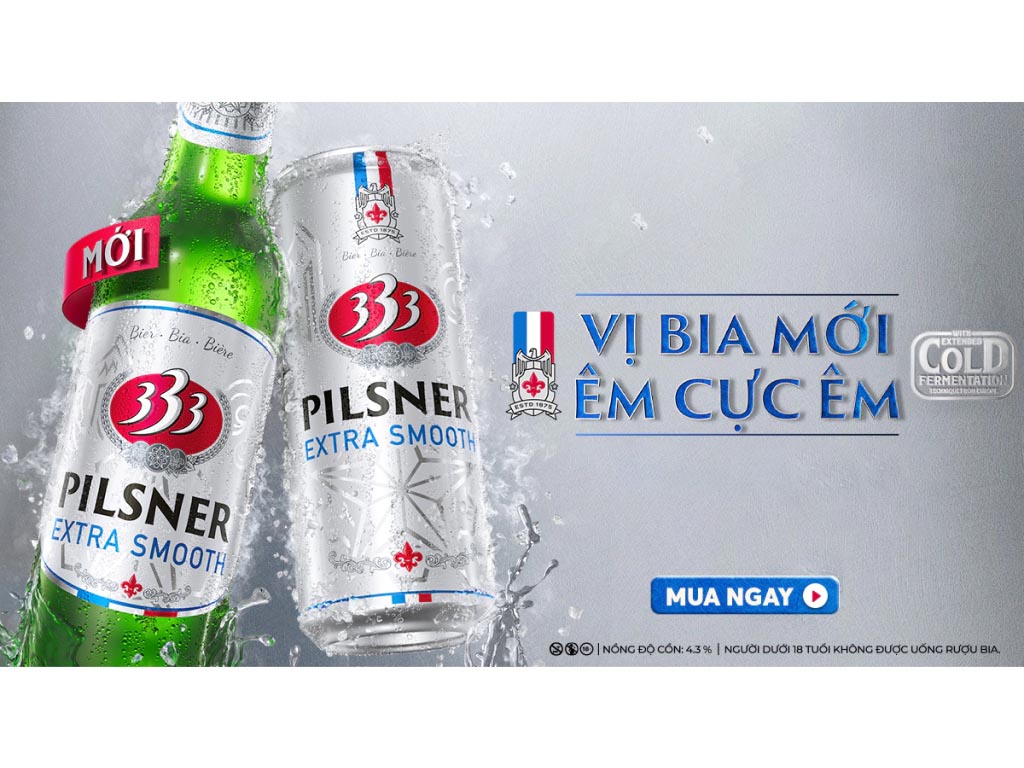 Bia 333 Pilsner Extra Smooth lon 330ml | Bách Hoá XANH