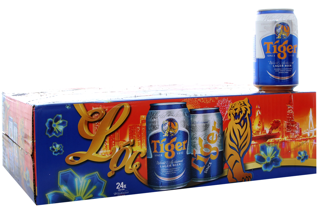 Bia Tiger lon 330ml thùng 24 lon Bia Tiger lon 330ml thùng 24 lon