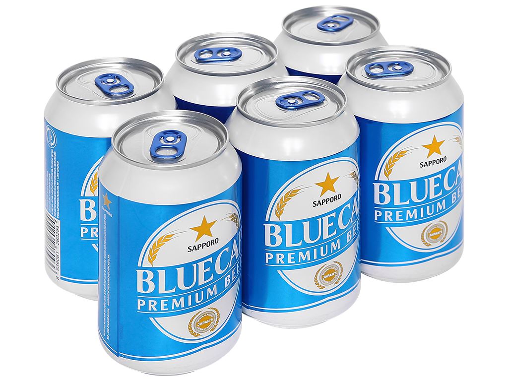 6 lon bia Sapporo Blue Cap 330ml 1