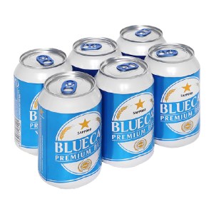 6 lon bia Sapporo Blue Cap 330ml