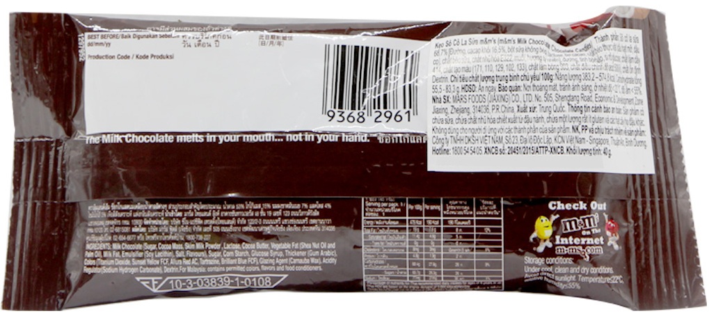 Kẹo Chocolate M&M's Milk gói 40g