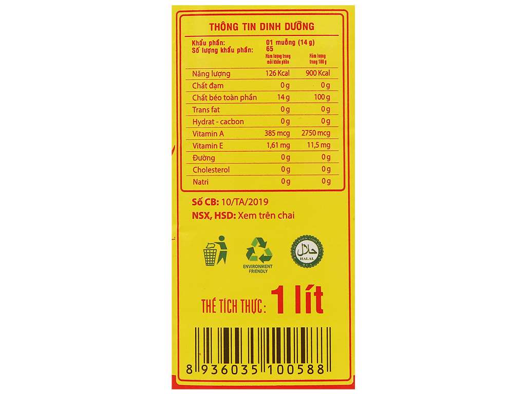 Dầu thực vật tinh luyện Olita chai 1 lít 5