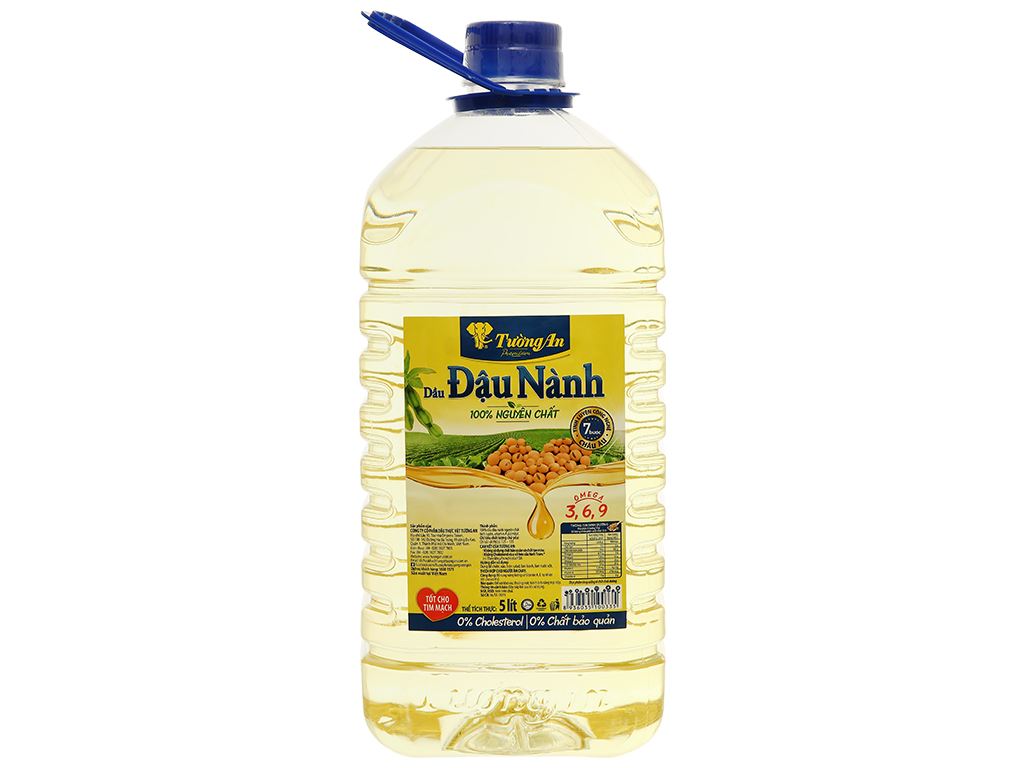 Dầu đậu nành 100% nguyên chất Tường An can 5 lít 1