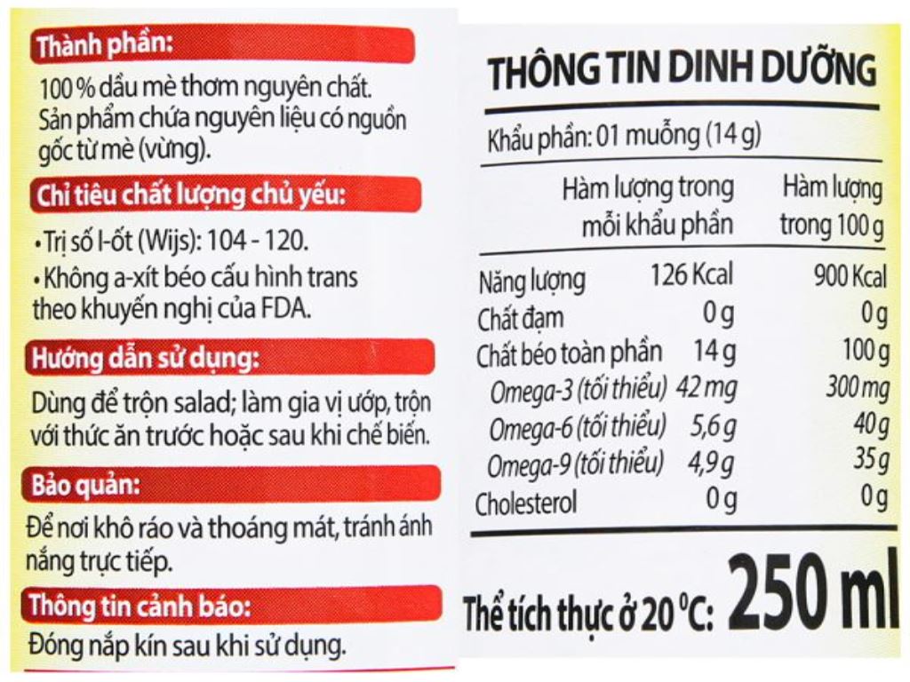 Dầu mè thơm hảo hạng Meizan chai 250ml 5