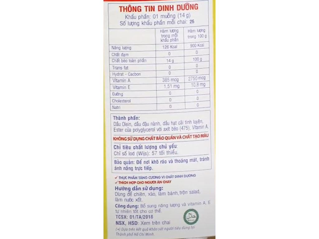 Dầu thực vật Tường An Cooking Oil chai 400ml 5