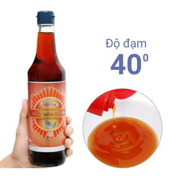 Nước mắm cá cơm Hạnh Phúc 40 độ đạm chai 500ml
