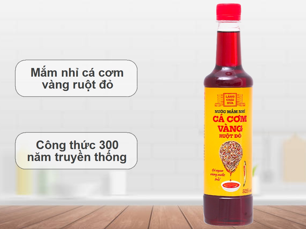 Nước mắm nhỉ cá cơm vàng ruột đỏ Làng Chài Xưa 10 độ đạm chai 525ml 2