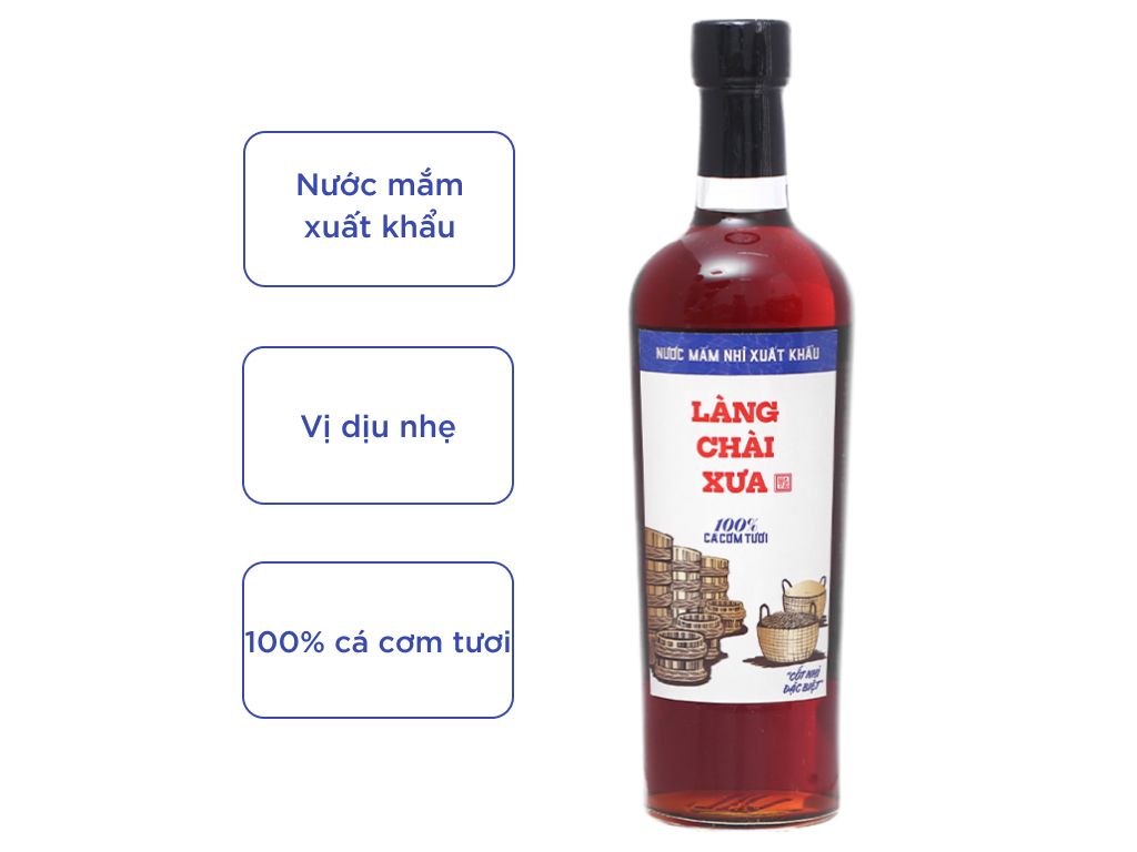 Nước mắm nhỉ Làng Chài Xưa xuất khẩu nhãn xanh vị dịu nhẹ chai 500ml 2