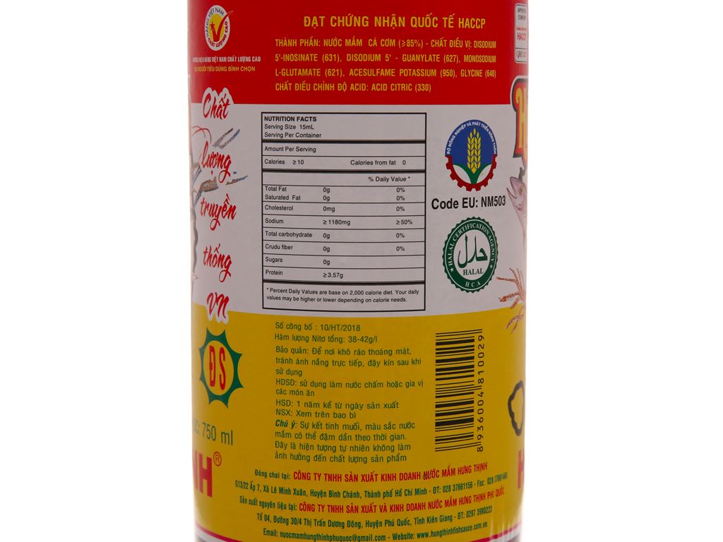 Nước mắm cá cơm đặc sản Hưng Thịnh 40 độ đạm chai 750ml 4