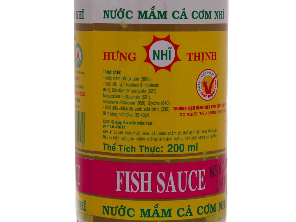 Nước mắm cá cơm Hưng Thịnh 38 độ đạm chai 200ml 4
