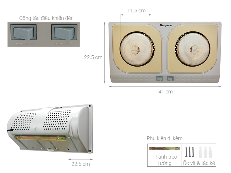 Đèn sưởi nhà tắm Kangaroo KG248-KG