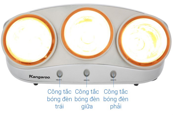 Đèn sưởi nhà tắm Kangaroo KG250-KG Màu Vàng đồng