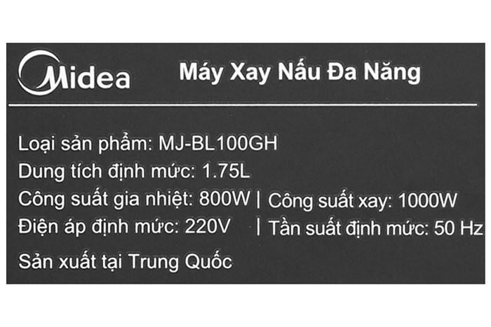 Máy làm sữa hạt đa năng Midea MJ-BL100GH Màu Bạc