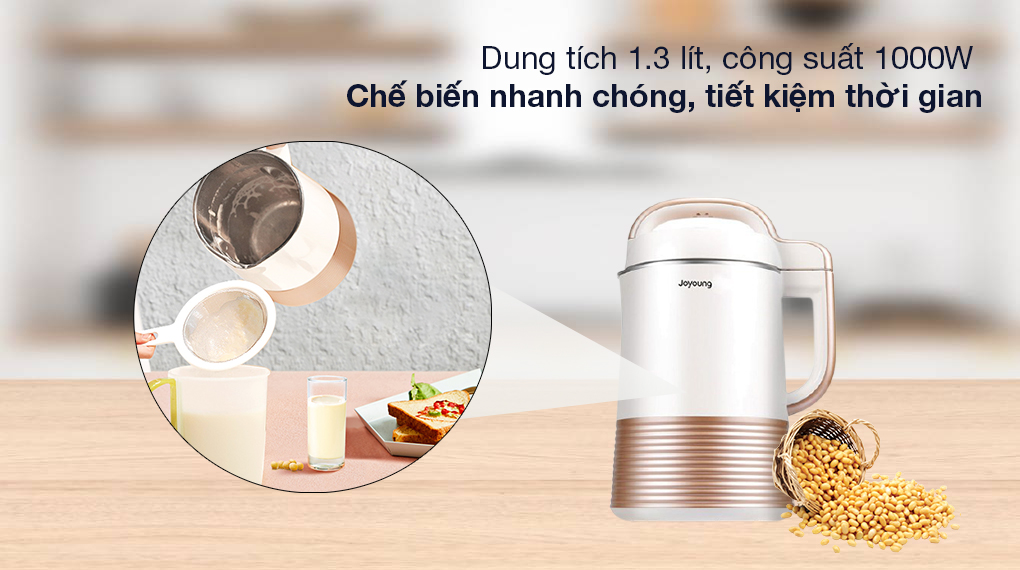 Máy làm sữa hạt Joyoung DJ13C-Q3 - Dung tích 1.3 lít, công suất 1000W xay nấu nhanh, tiết kiệm thời gian