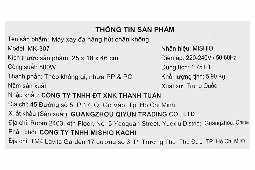 Máy làm sữa hạt đa năng Mishio MK-307 Màu Xám