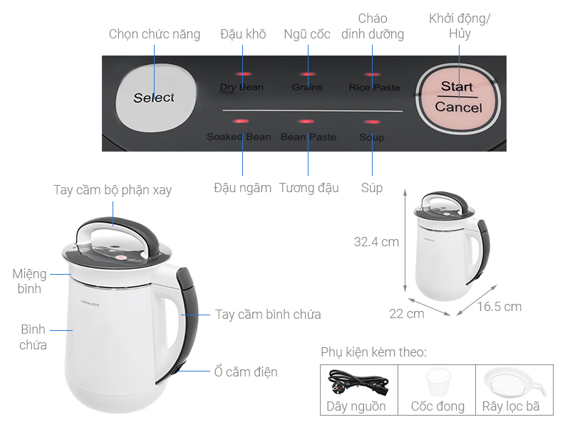 Máy làm sữa hạt đa năng Lock&Lock EJS226