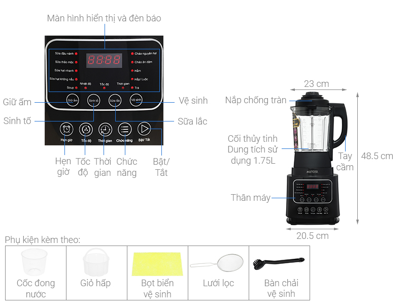 Máy làm sữa hạt đa năng Mutosi MM-S613