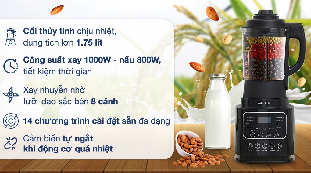 Máy làm sữa hạt đa năng Mutosi MM-S613