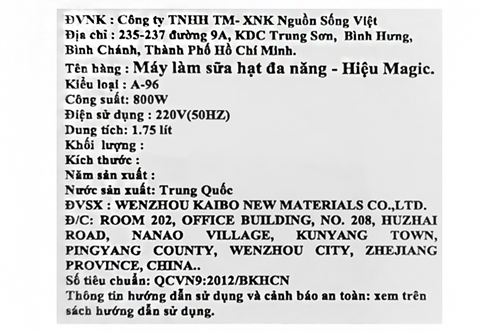 Máy làm sữa hạt đa năng Magic A-96 bạc Màu Đen - Bạc
