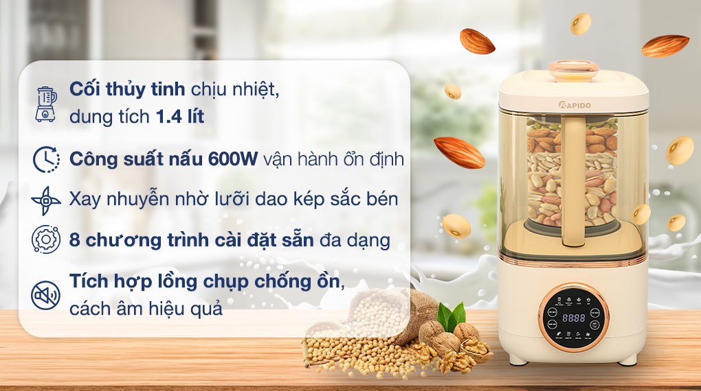 Máy làm sữa hạt Rapido RHB-600D