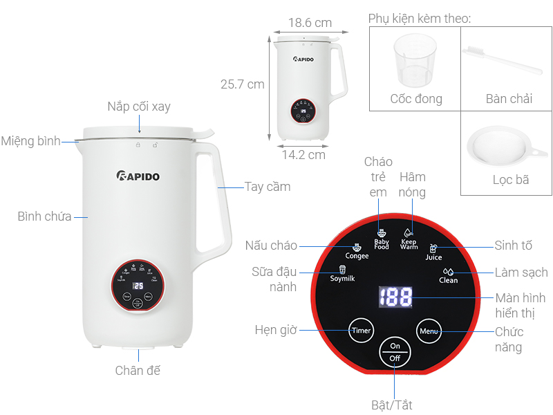 Máy làm sữa hạt Rapido RHB-500D