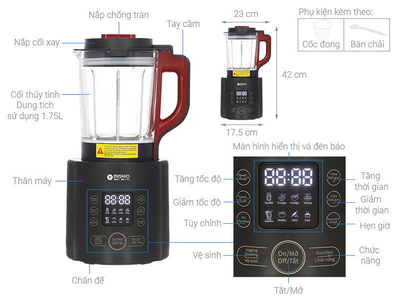 Máy làm sữa hạt đa năng Mishio MK-360