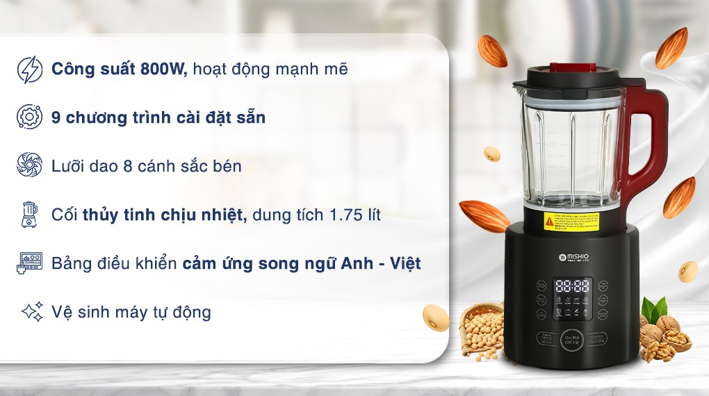 Máy làm sữa hạt đa năng Mishio MK-360