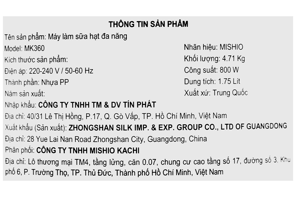Máy làm sữa hạt đa năng Mishio MK-360 Màu Đen - Đỏ