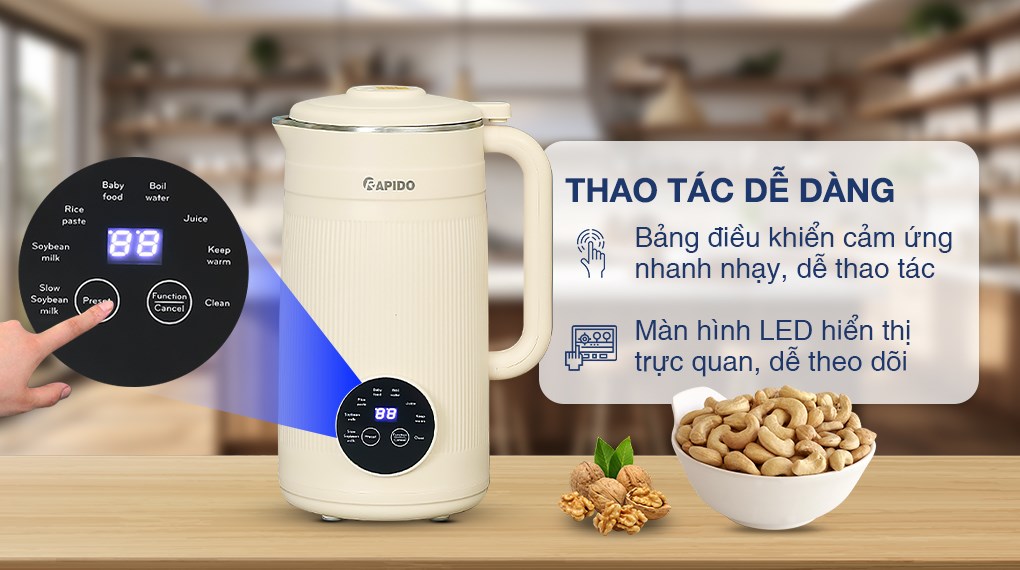 Máy làm sữa hạt đa năng Rapido RHB-800DM