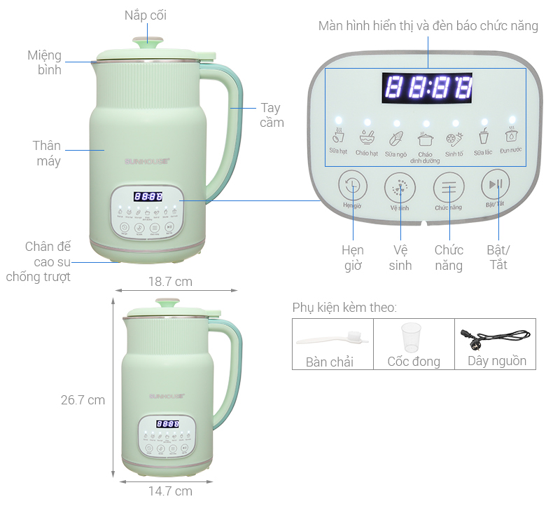 Máy làm sữa hạt đa năng Sunhouse SHD5260