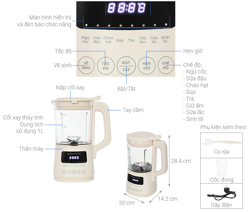 Máy làm sữa hạt đa năng Sunhouse SHD5261