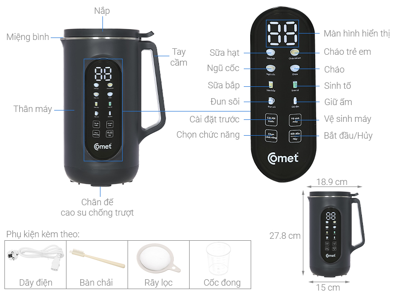 Máy làm sữa hạt đa năng Comet CM9216