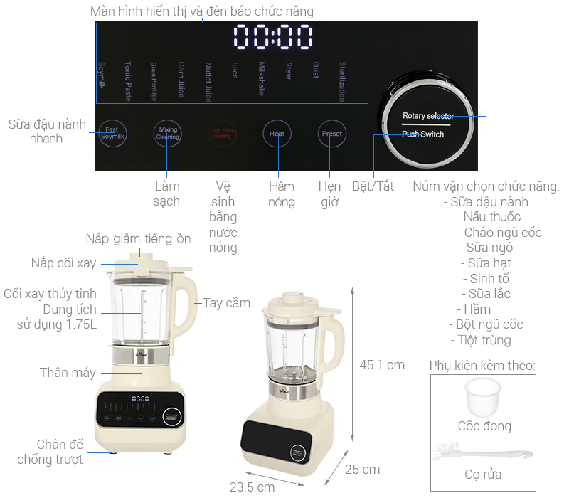 Máy làm sữa hạt đa năng Bear BCB-D17231W