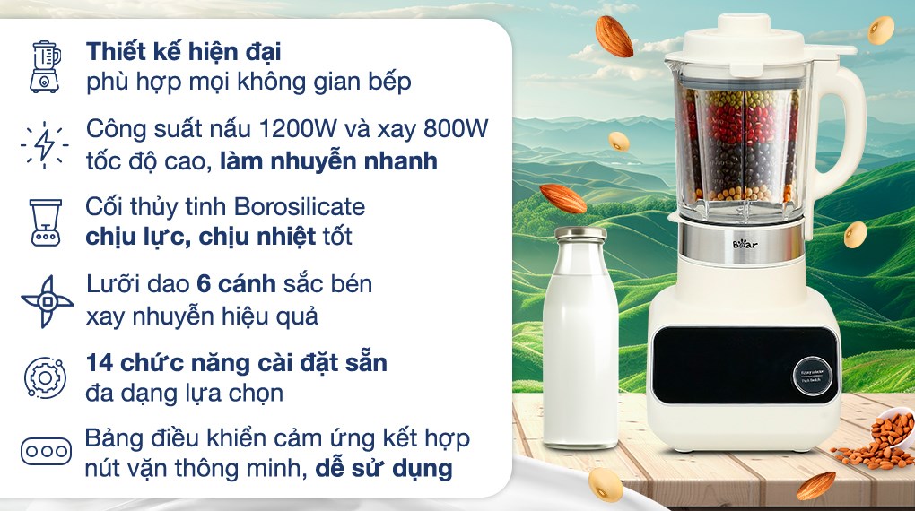 Máy làm sữa hạt đa năng Bear BCB-D17231W