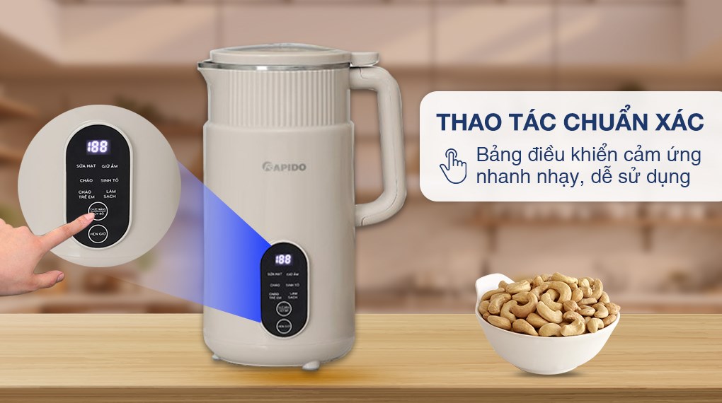 Máy làm sữa hạt đa năng Rapido RHB-500DW xám