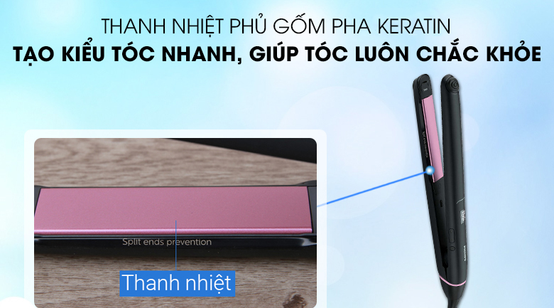 Chất liệu keratin - Máy tạo kiểu tóc Philips BHS675