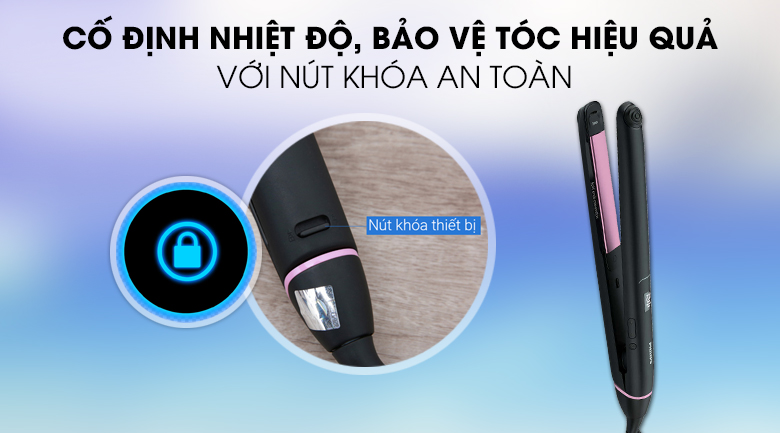 Có nút khóa an toàn - Máy tạo kiểu tóc Philips BHS675