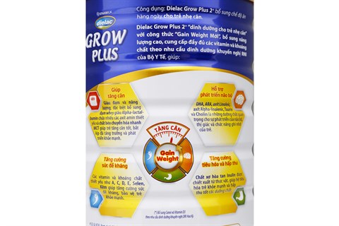 Sữa bột Dielac Grow Plus 2+ lon xanh 900g