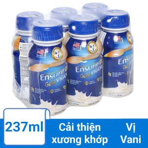 Lốc 6 chai sữa bột pha sẵn Ensure Gold Vigor vani 237ml