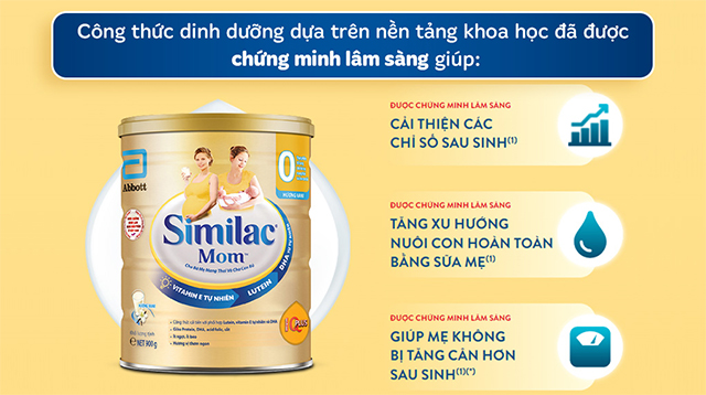 Công thức sữa bầu Similac Mom hương vani 900g được chứng minh lâm sàn